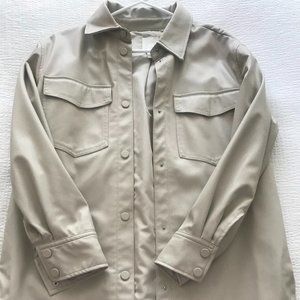 Faux Leather Shirt Jacket